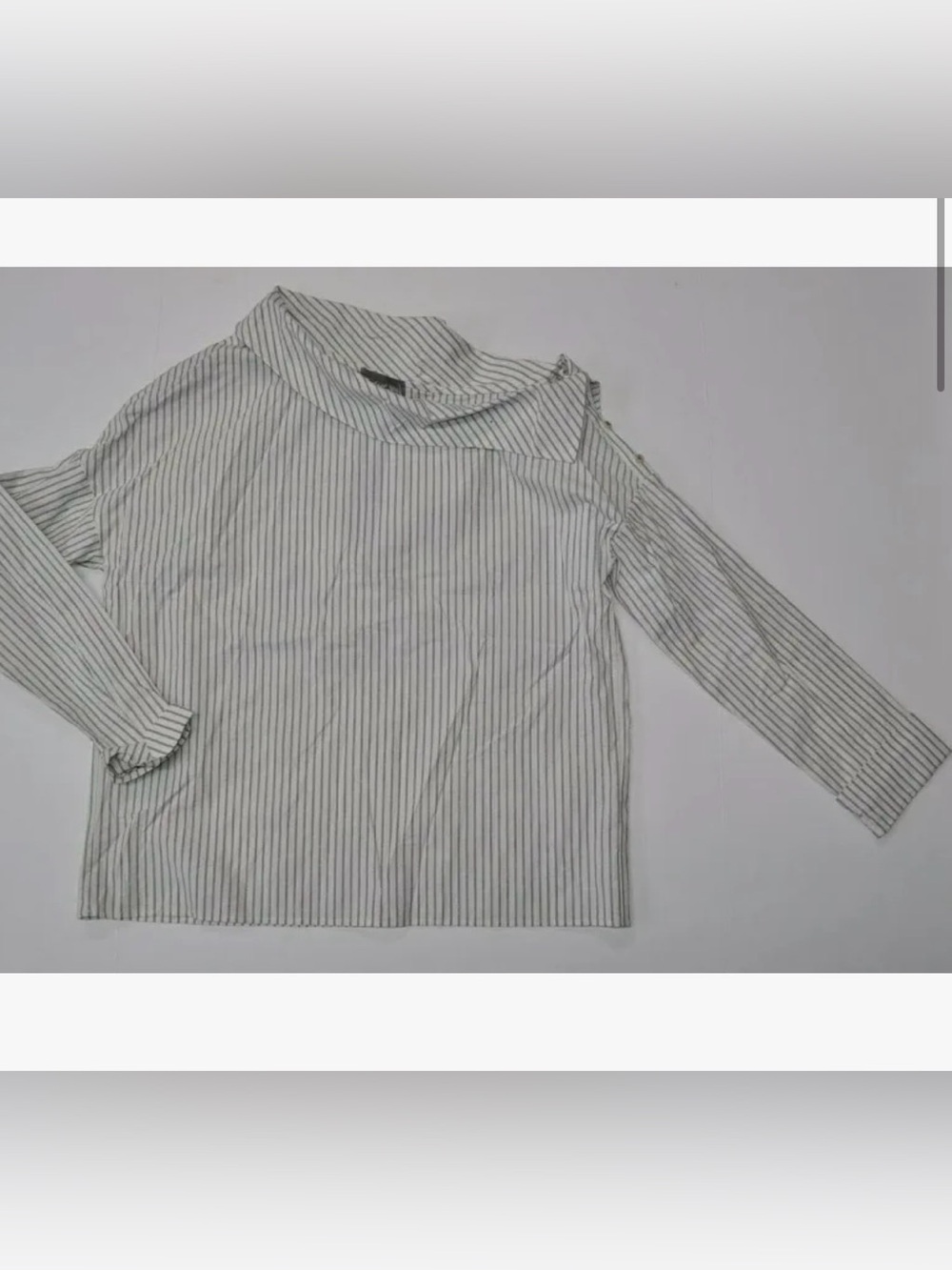 Michael Stars off shoulder - White Top with Thin Black Stripes - M